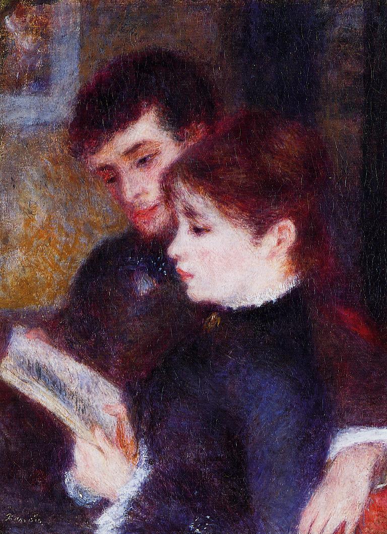Reading Couple (Edmond Renoir and Marguerite Legrand) - Pierre-Auguste Renoir painting on canvas